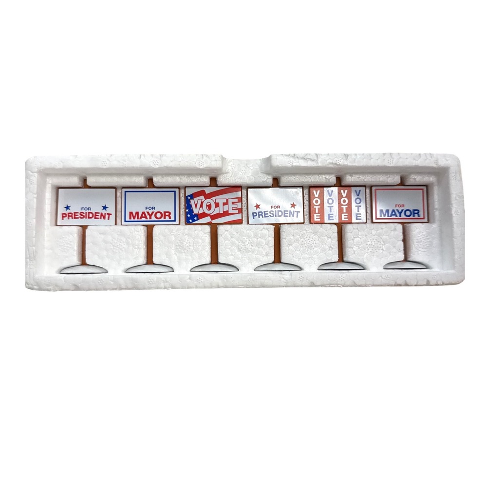 Snow Village Election‎ Yard Signs Set of 6 Metal Accessories Deptartment 56